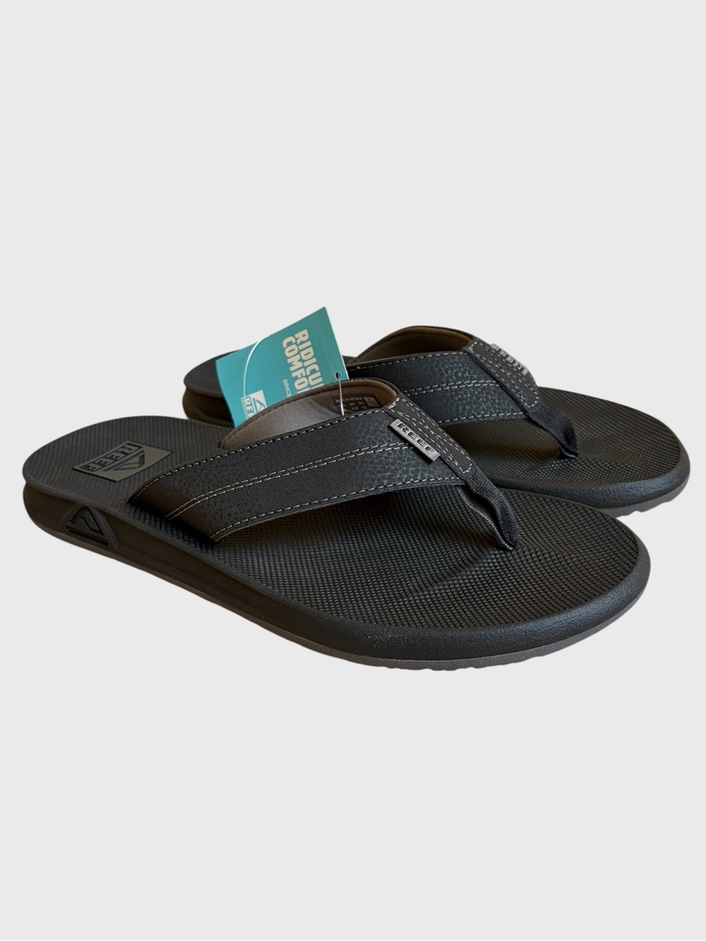NWT REEF Element TQT Sandals Black Thong Flip Flop Bottle Opener Men's 8 Beach